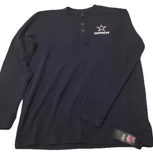 Dunbrooke NFL Dallas Cowboys Thermal Henley Shirt Blue L Premium Apparel NWT